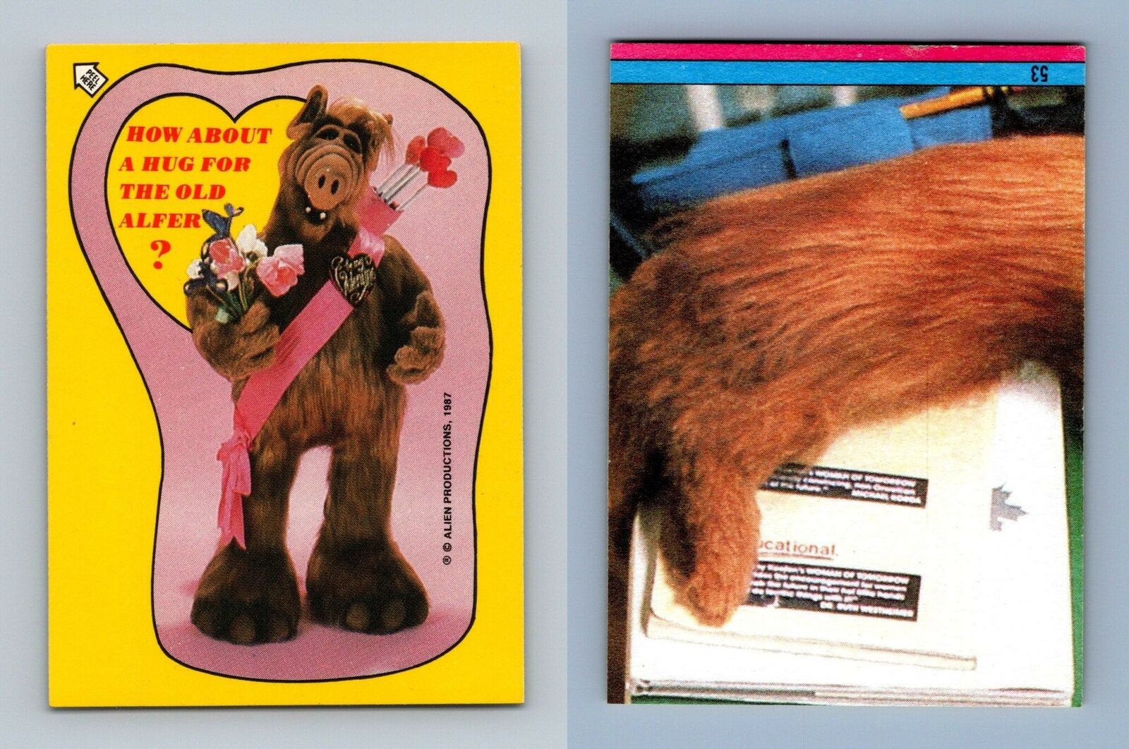 Blue Puzzle Back #53 Alf 1987 Topps Small Trading Card / Sticker