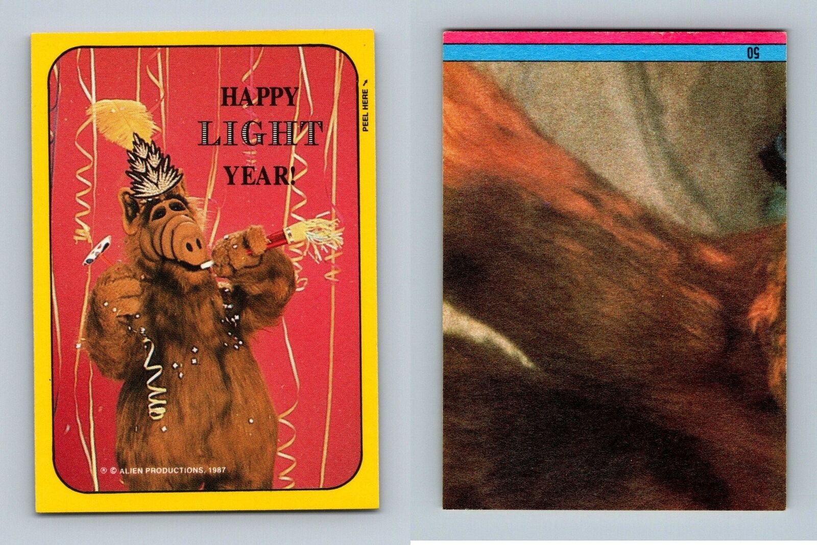Blue Puzzle Back #50 Alf 1987 Topps Small Trading Card / Sticker