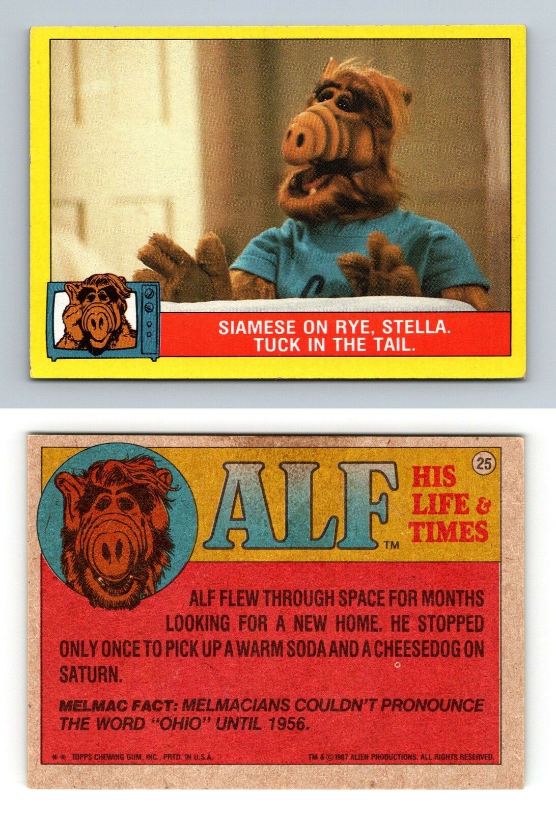 Siamese On Rye #25 Alf 1987 Topps Large Trading Card