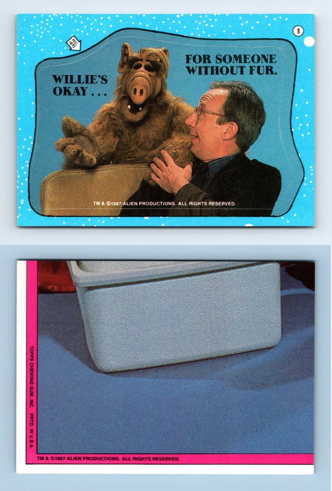 Red Puzzle Back #8 Alf 1987 Topps Large Trading Card / Sticker
