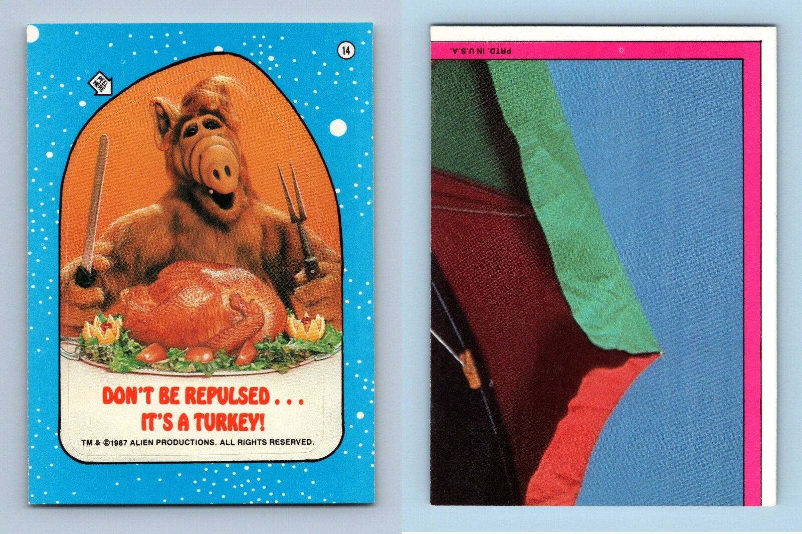 Red Puzzle Back #14 Alf 1987 Topps Large Trading Card / Sticker