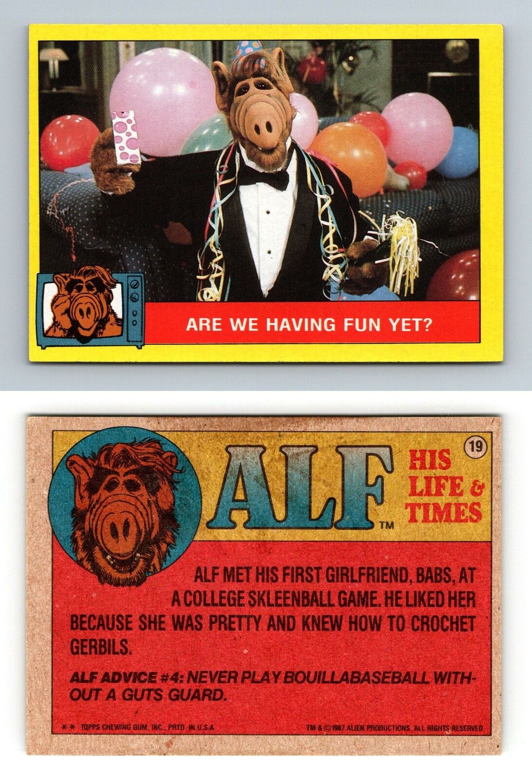 Having Fun Yet #19 Alf 1987 Topps Large Trading Card