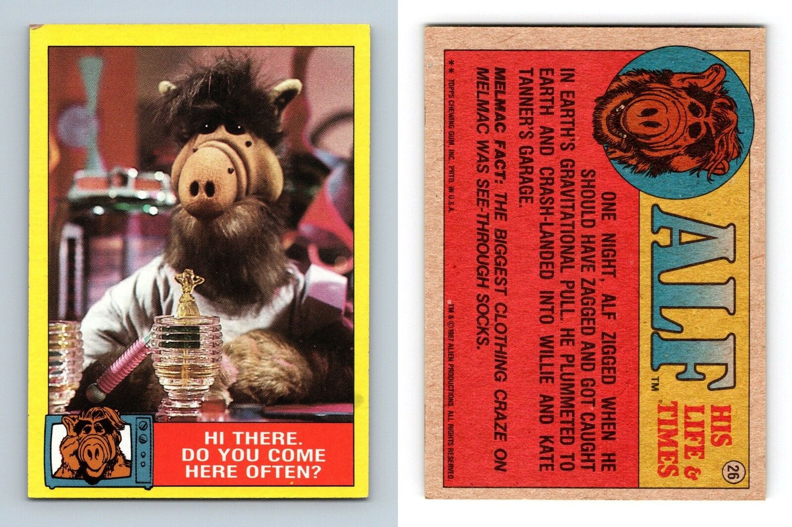 Come Here Often #26 Alf 1987 Topps Large Trading Card