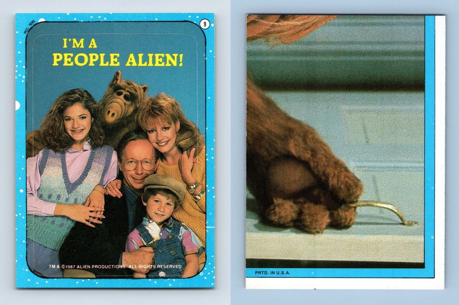 Blue Puzzle Back #9 Alf 1987 Topps Large Trading Card / Sticker