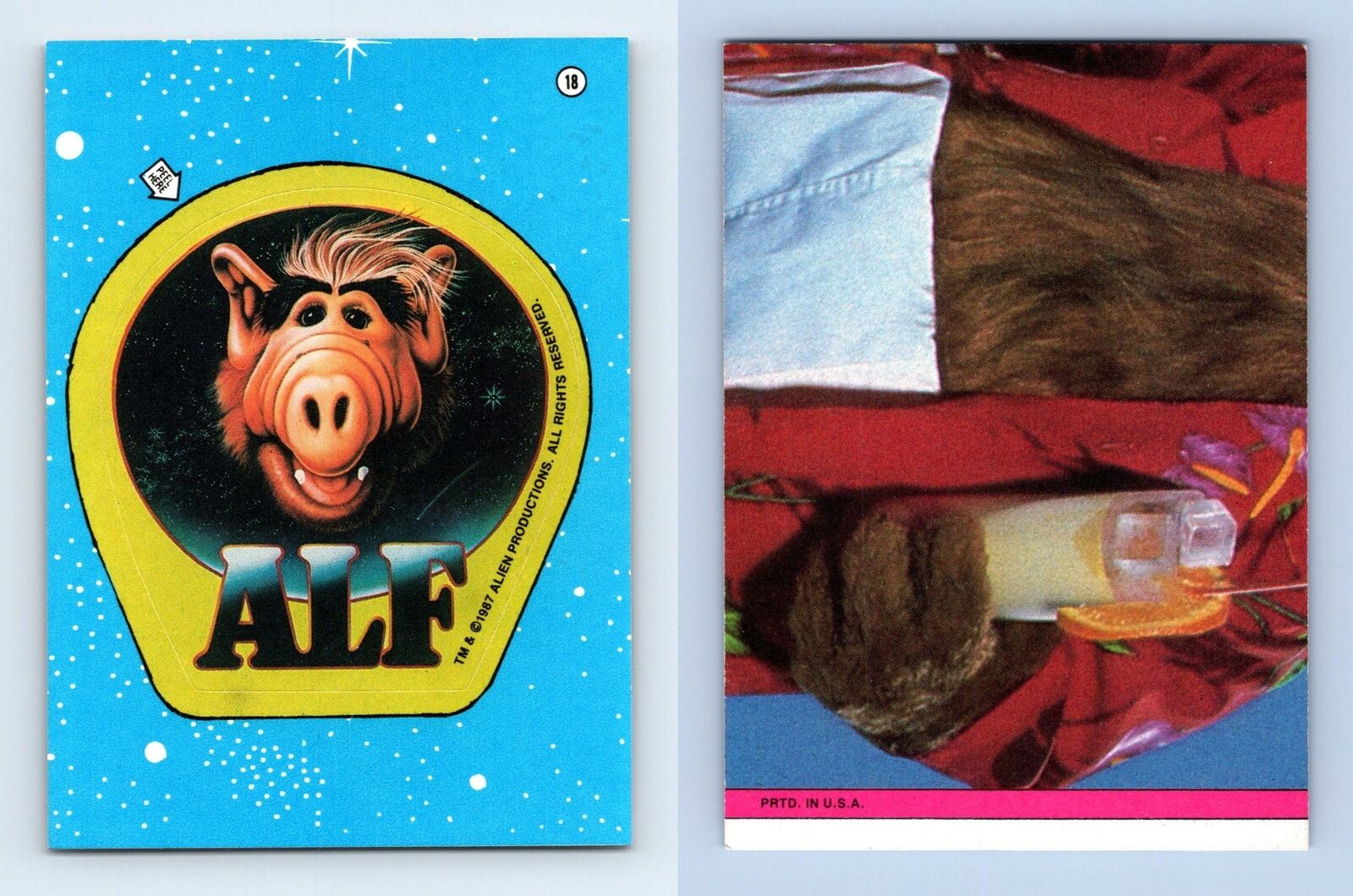 Red Puzzle Back #18 Alf 1987 Topps Large Trading Card / Sticker