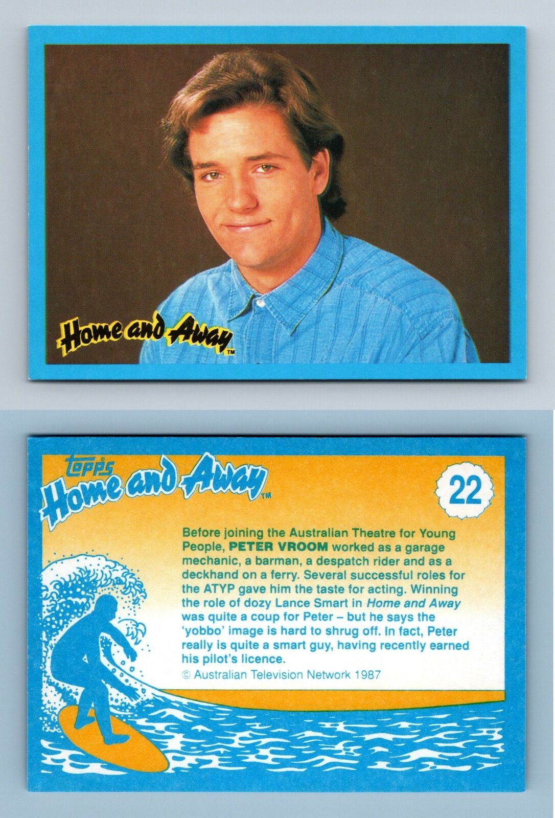 Peter Vroom - Lance Smart #22 Home & Away 1987 Topps Trading Card
