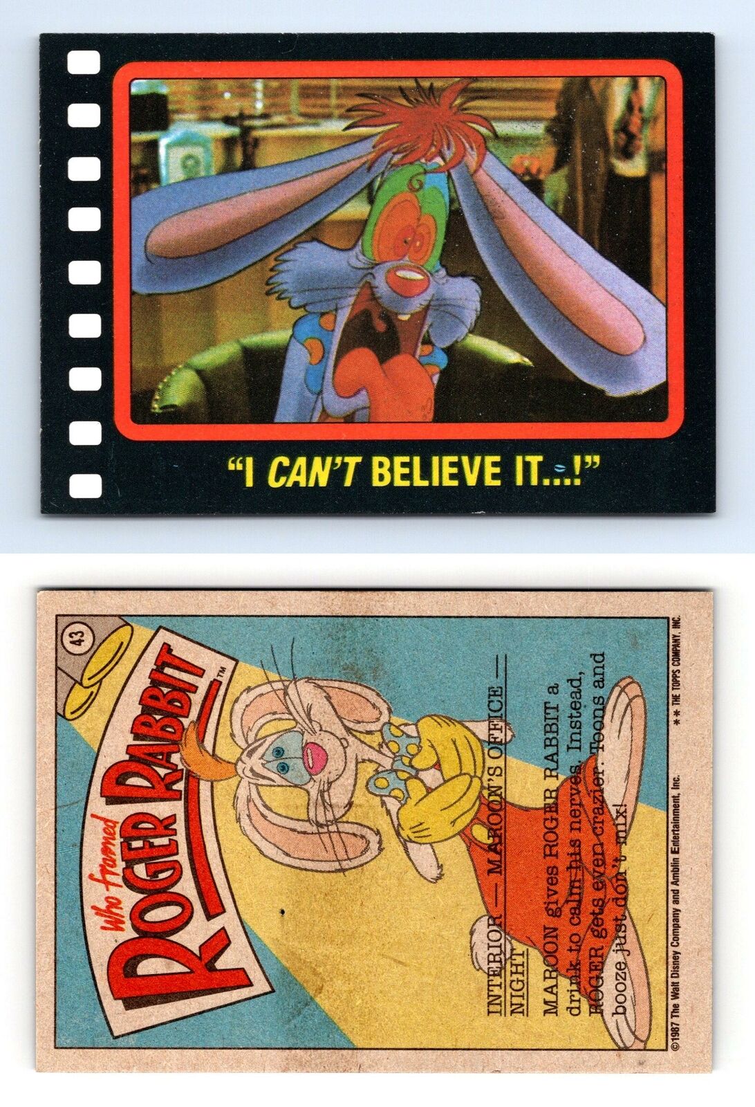 I Can't Believe It..! #43 Who Framed Roger Rabbit 1987 Topps Trading Card