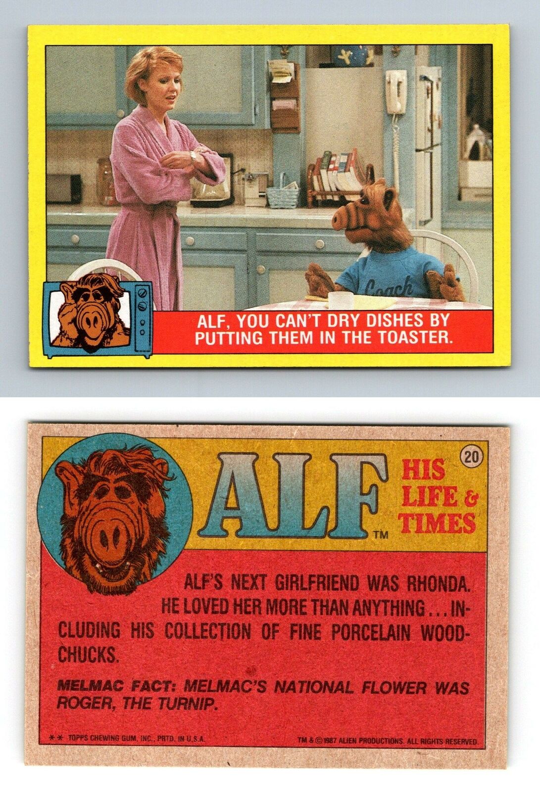 Can't Dry Dishes #20 Alf 1987 Topps Large Trading Card