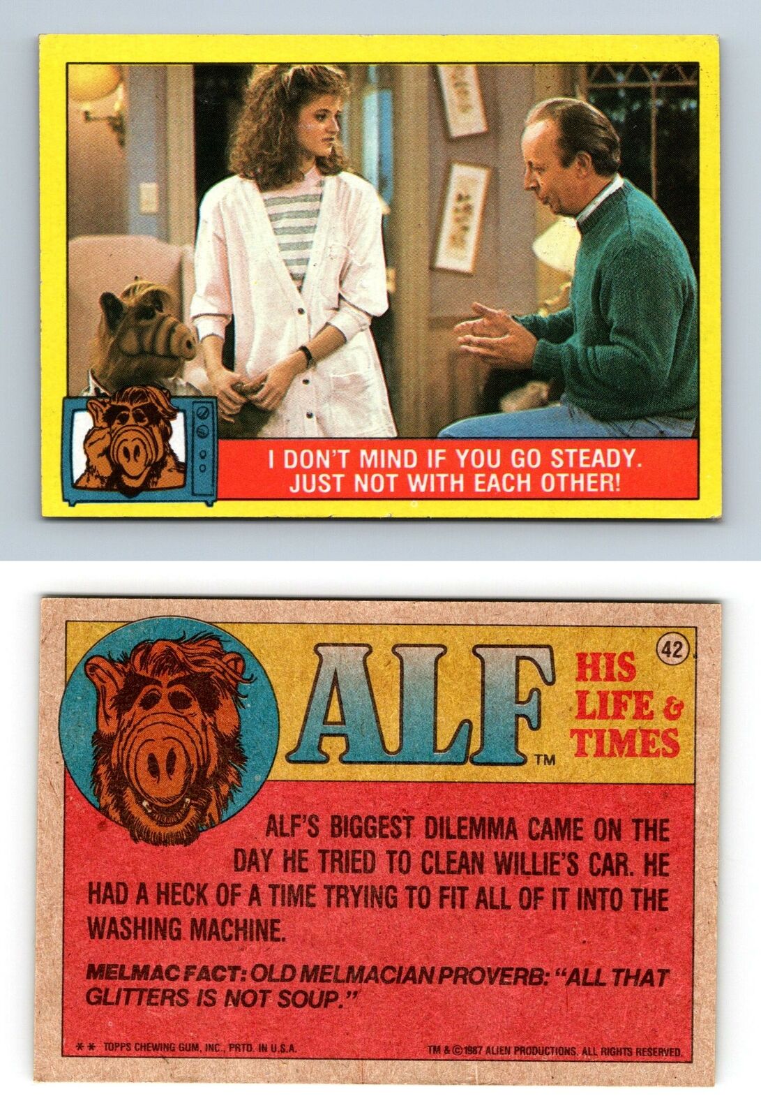If You Go Steady #42 Alf 1987 Topps Large Trading Card