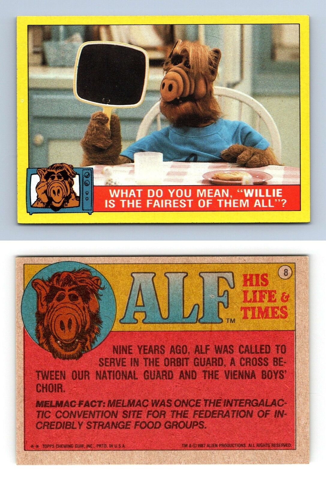Willie Is The Fairest #8 Alf 1987 Topps Large Trading Card