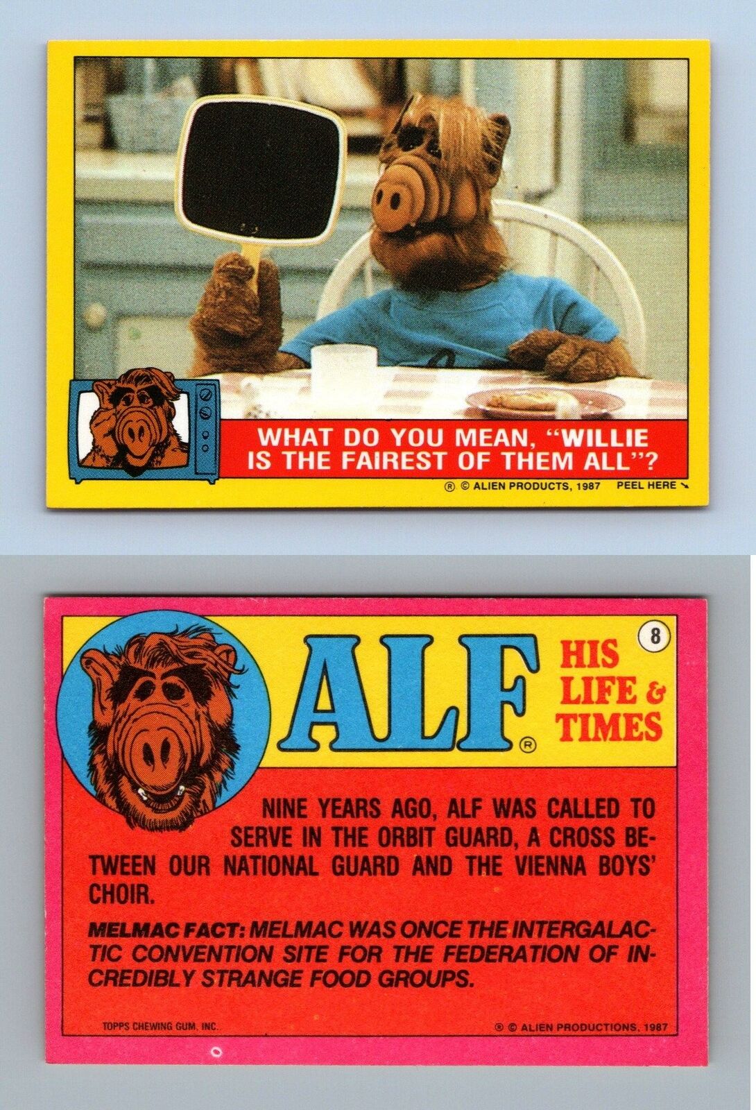 Willie Is The Fairest #8 Alf 1987 Topps Small Trading Card / Sticker