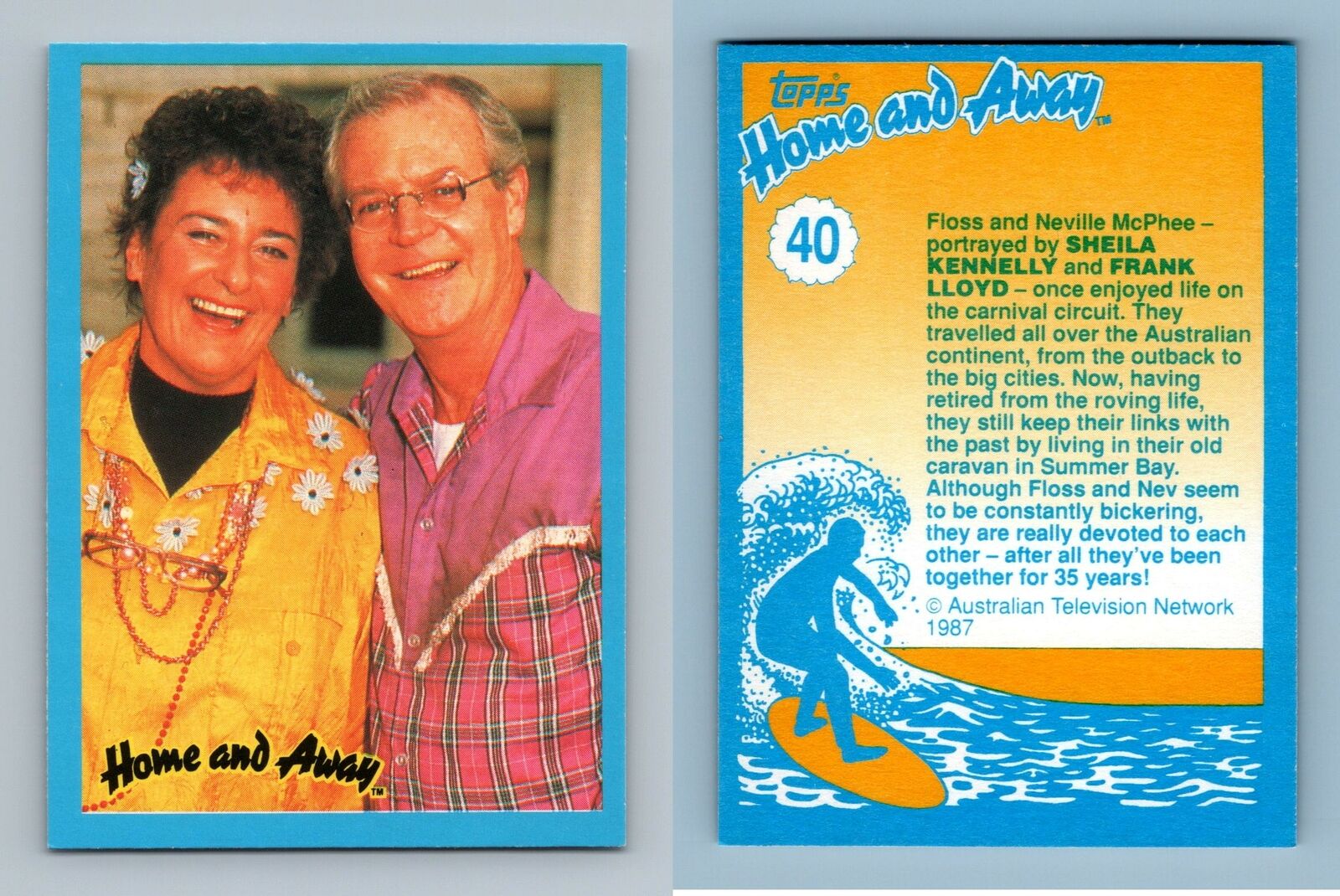 Floss & Neville McPhee #40 Home & Away 1987 Topps Trading Card