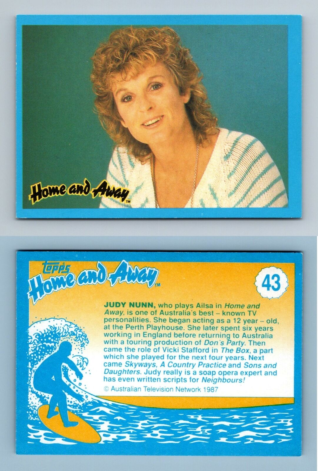 Jusy Nunn - Ailsa #43 Home & Away 1987 Topps Trading Card