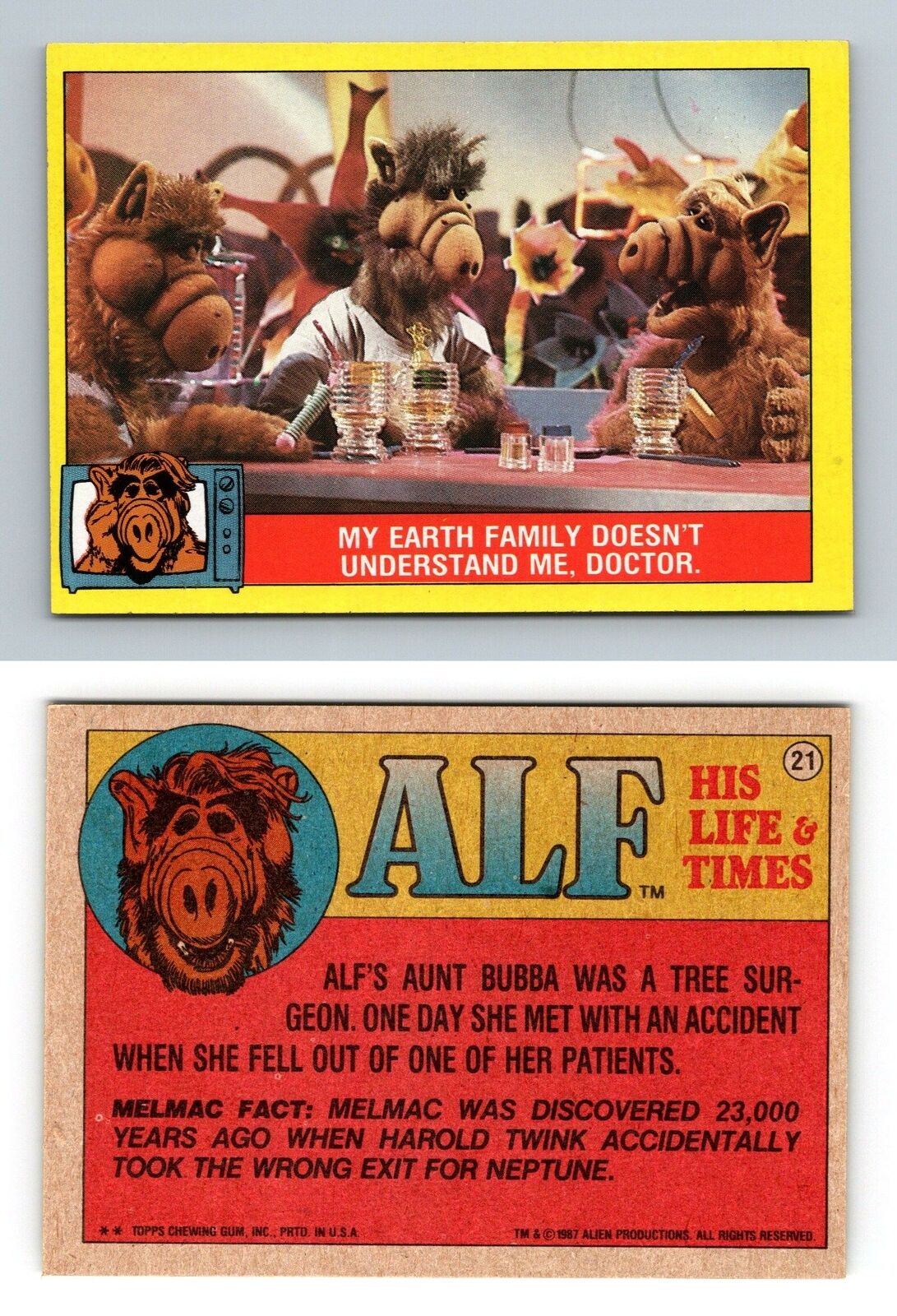 Family Doesn't Understand Me #21 Alf 1987 Topps Large Trading Card