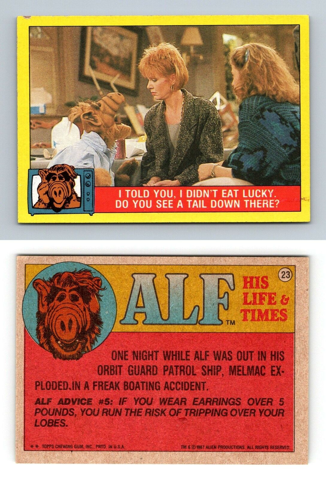 I Didn't Eat Lucky #23 Alf 1987 Topps Large Trading Card