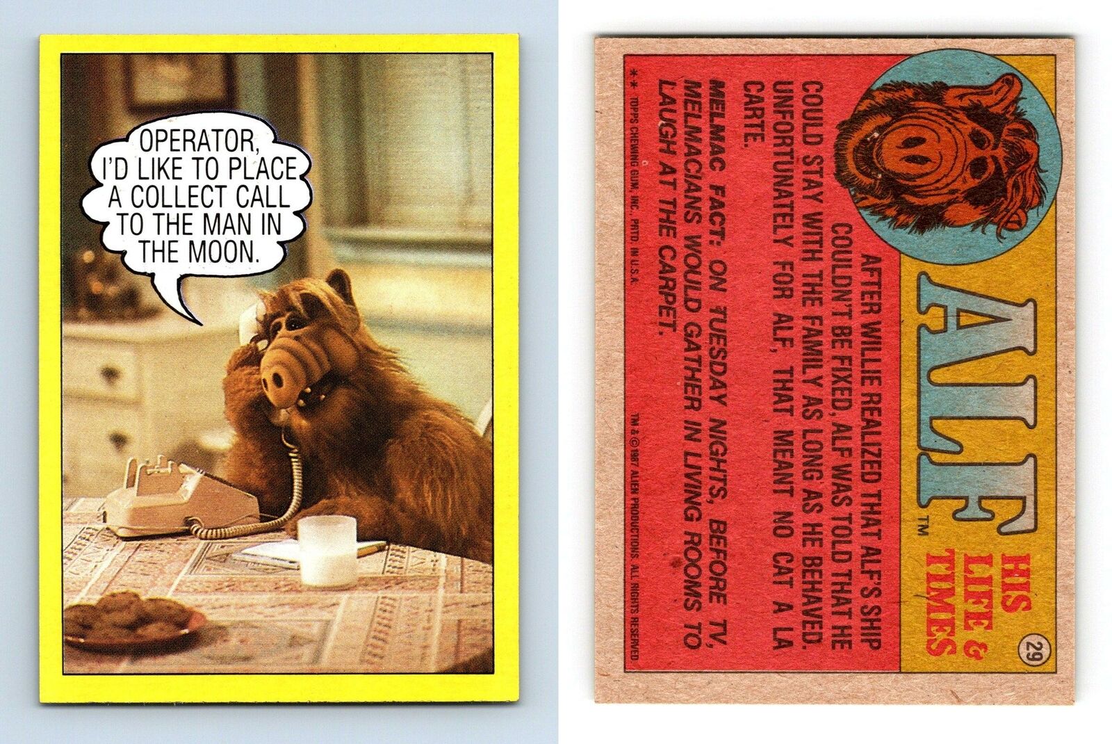 Collect Call To Man In Moon #29 Alf 1987 Topps Large Trading Card