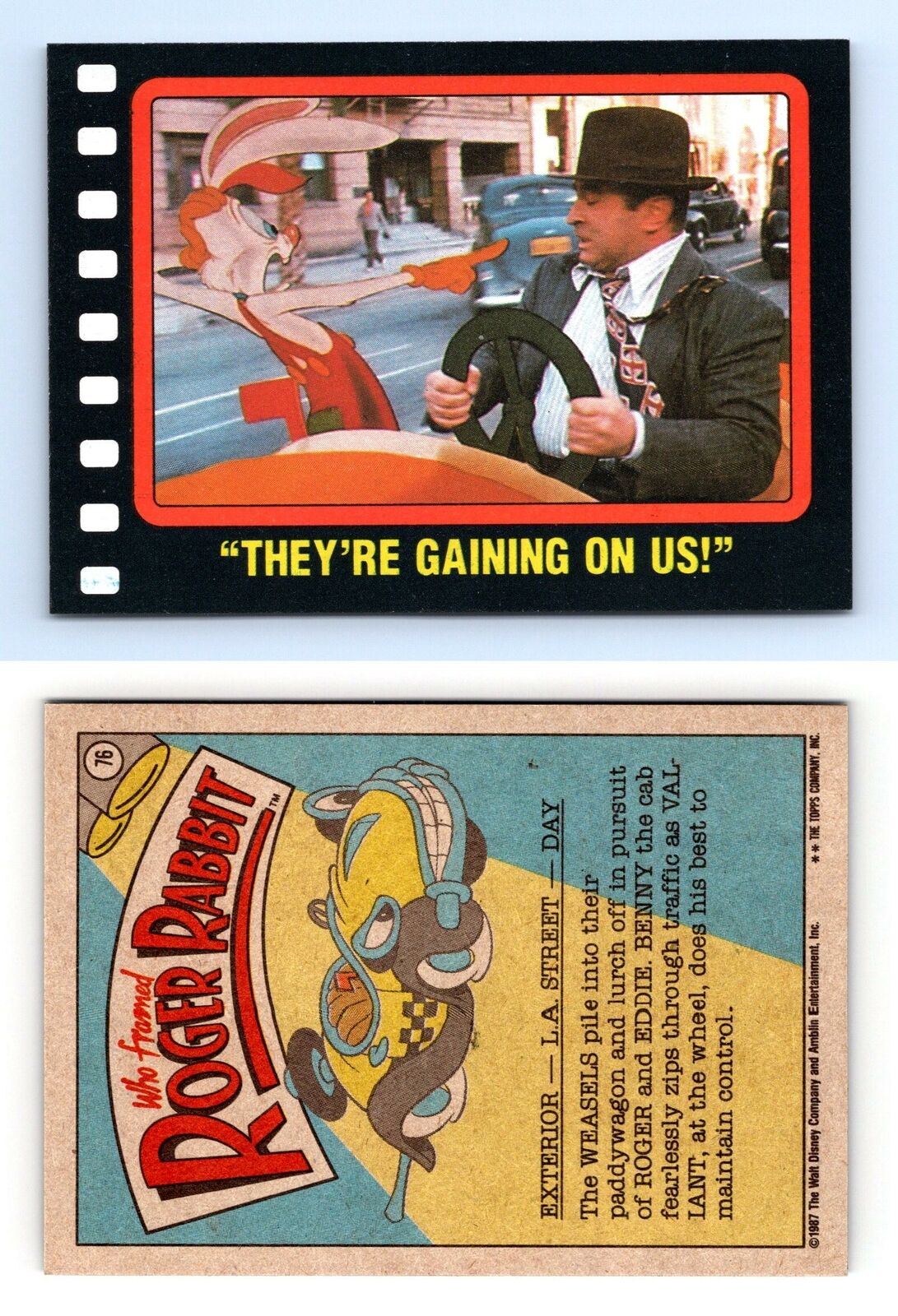 They're Gaining On Us! #76 Who Framed Roger Rabbit 1987 Topps Trading Card