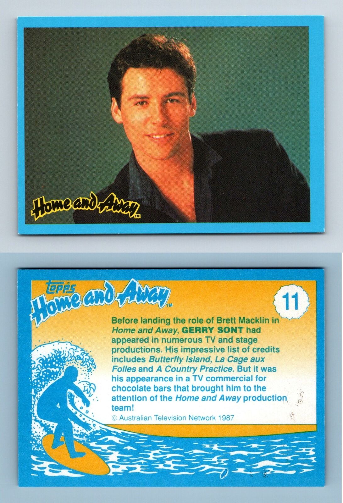 Gerry Sont - Brett Macklin #11 Home & Away 1987 Topps Trading Card