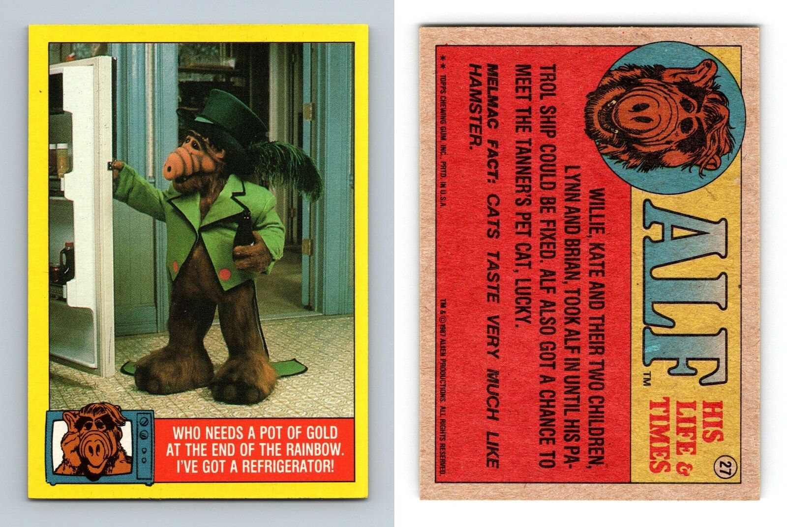 I've Got A Refrigerator #27 Alf 1987 Topps Large Trading Card