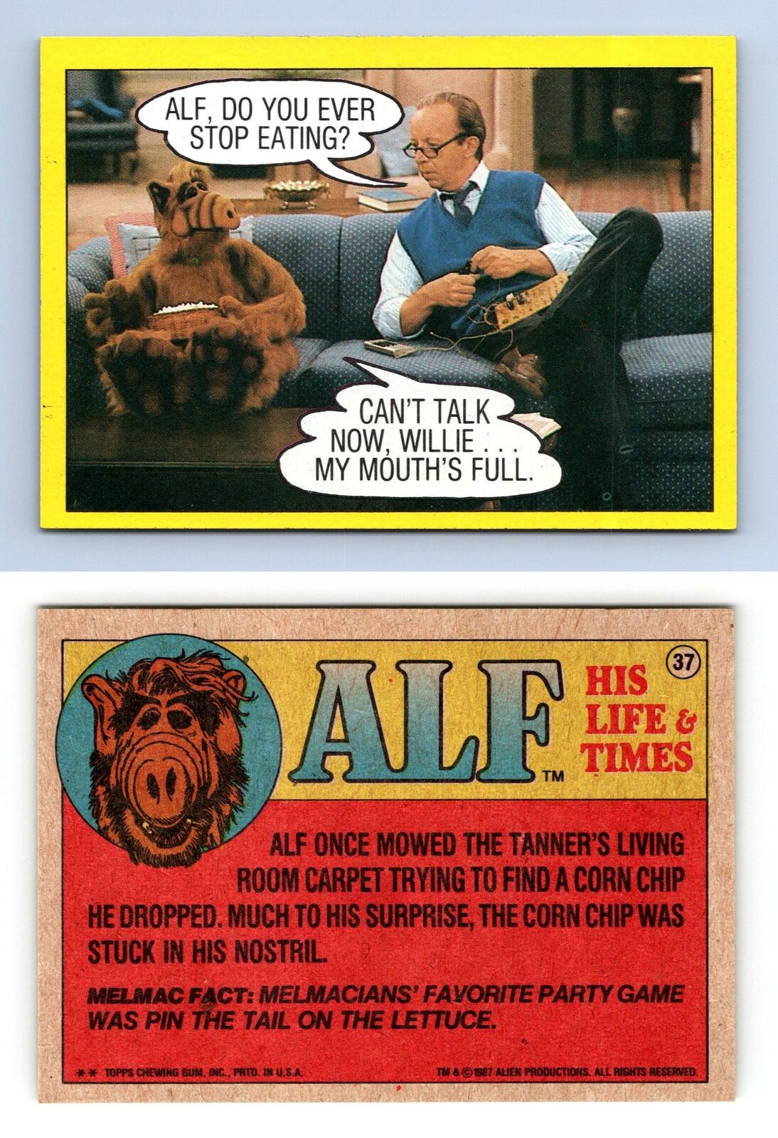 Do You Ever Stop Eating #37 Alf 1987 Topps Large Trading Card