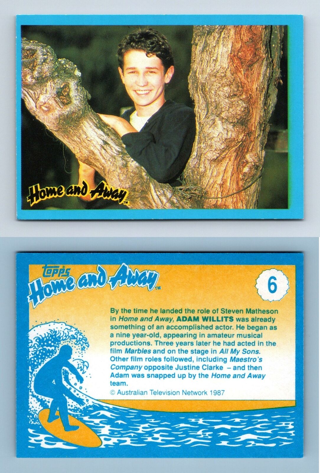 Adam Willits - Steven Matheson #6 Home & Away 1987 Topps Trading Card