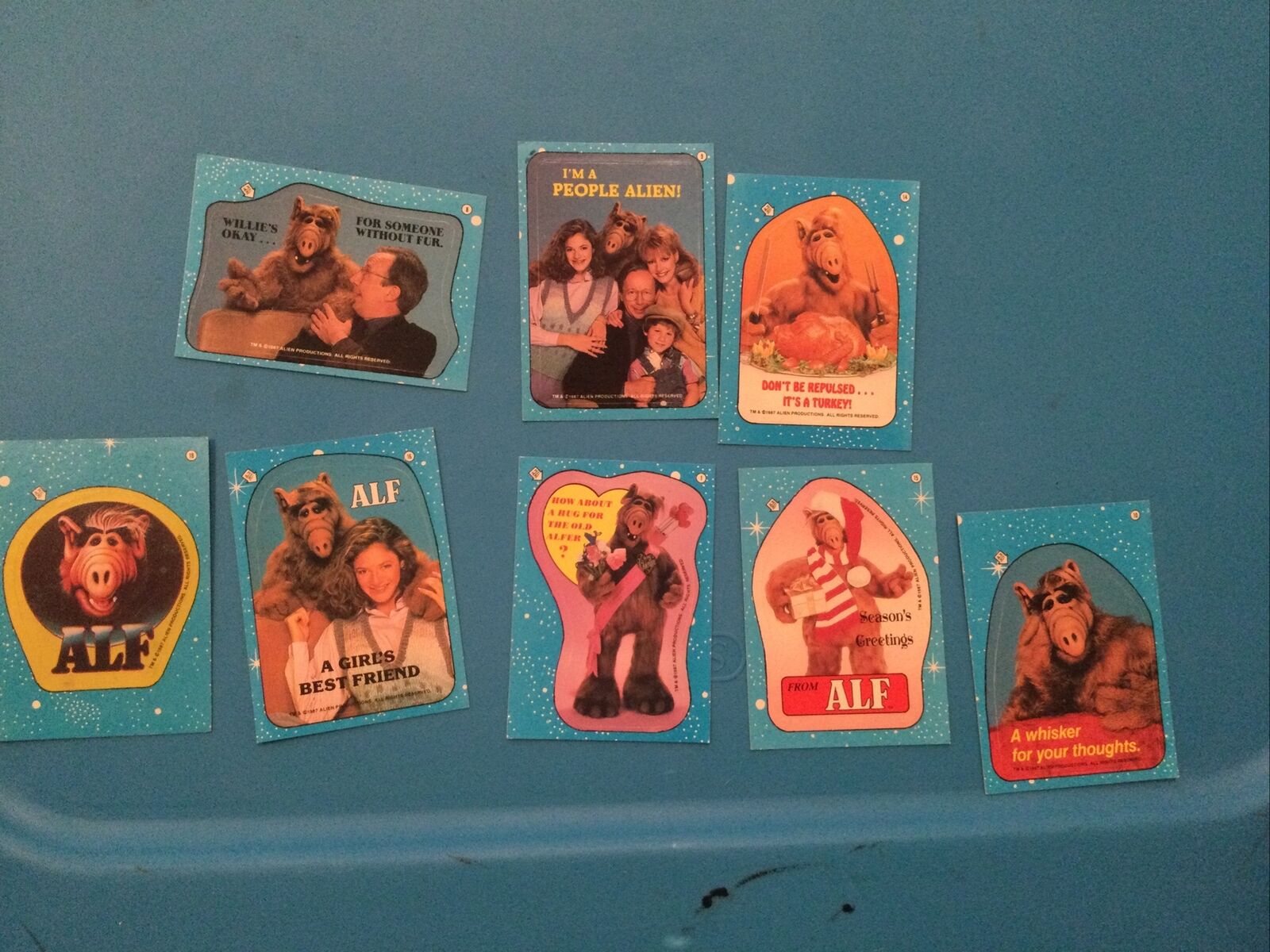 1987 ALF TV SHOW SERIES 1 STICKER SINGLE TRADING CARD# 8,18,16,9,14,1,15,10