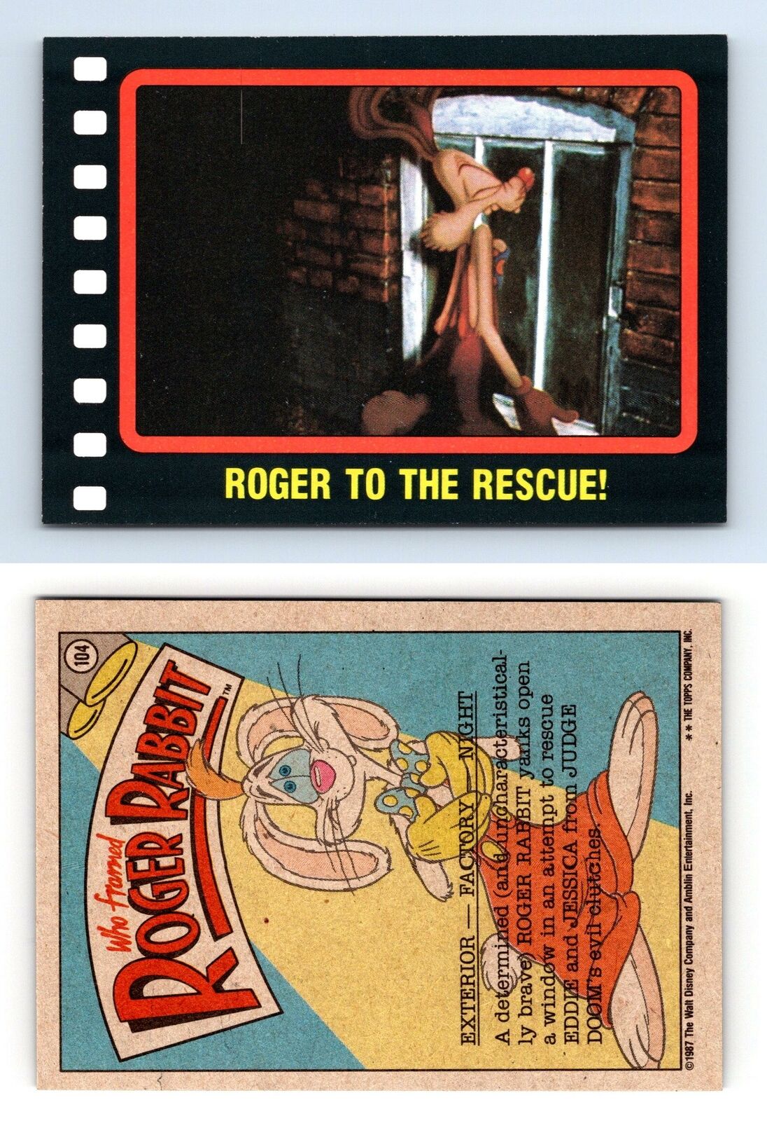 Roger To The Rescue #104 Who Framed Roger Rabbit 1987 Topps Trading Card