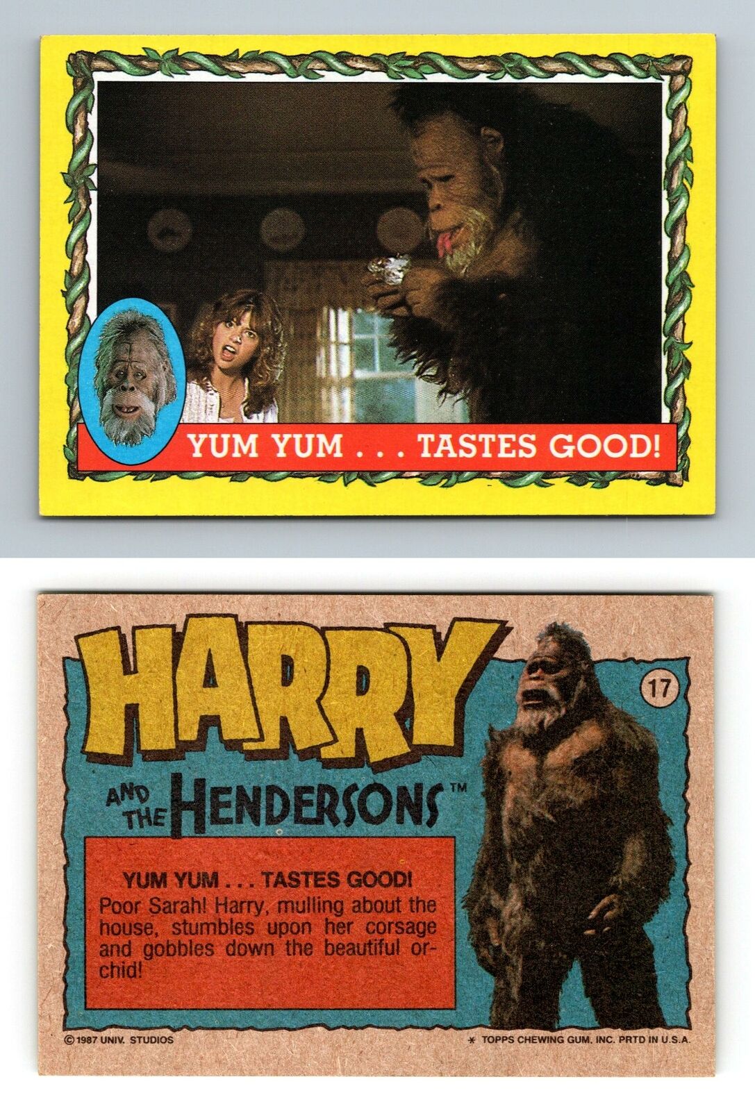 Yum Yum #17 Harry & The Hendersons 1987 Topps Trading Card
