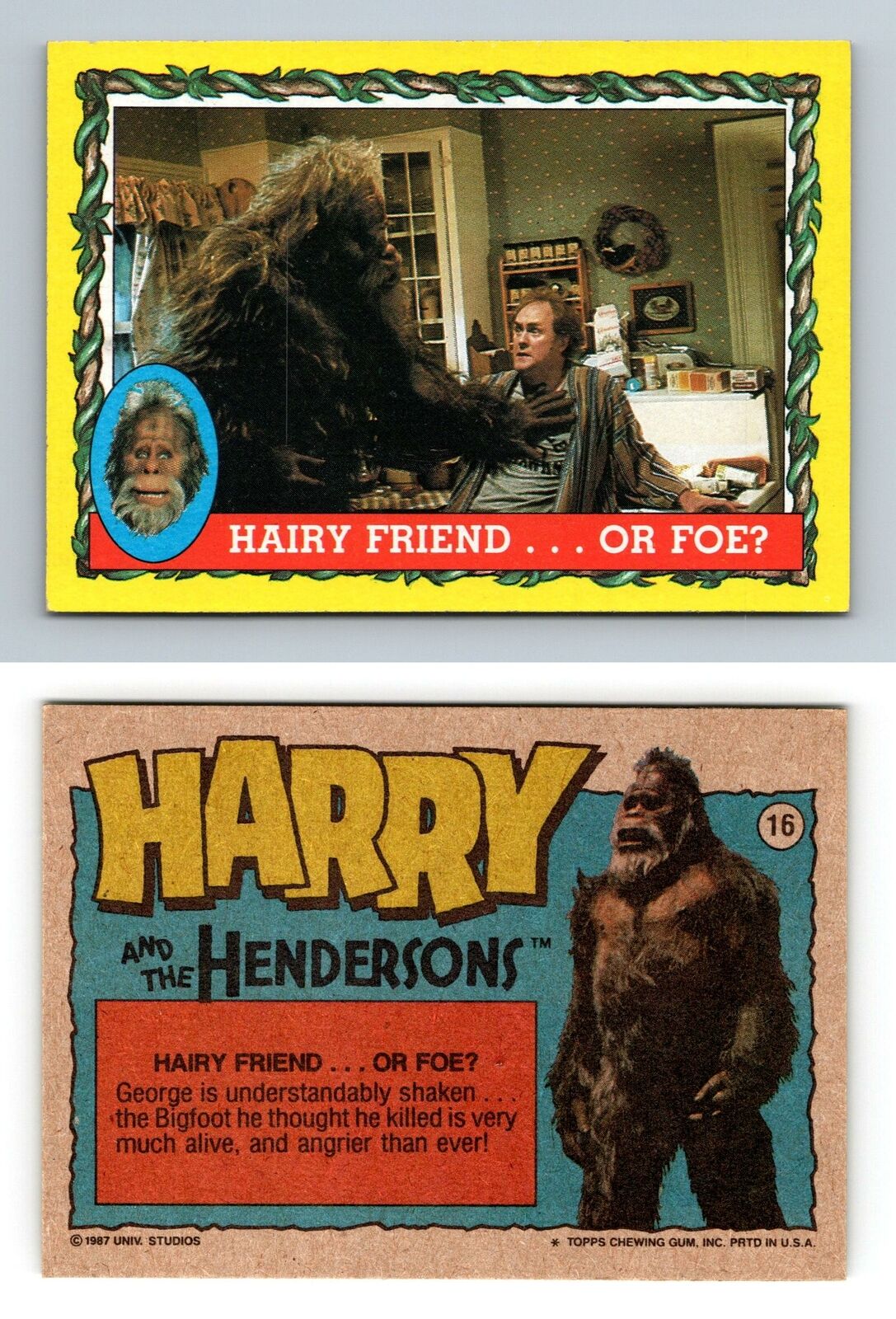 Hairy Friend #16 Harry & The Hendersons 1987 Topps Trading Card