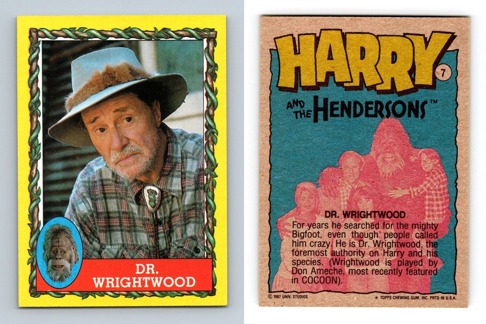 Dr. Wrightwood #7 Harry & The Hendersons 1987 Topps Trading Card