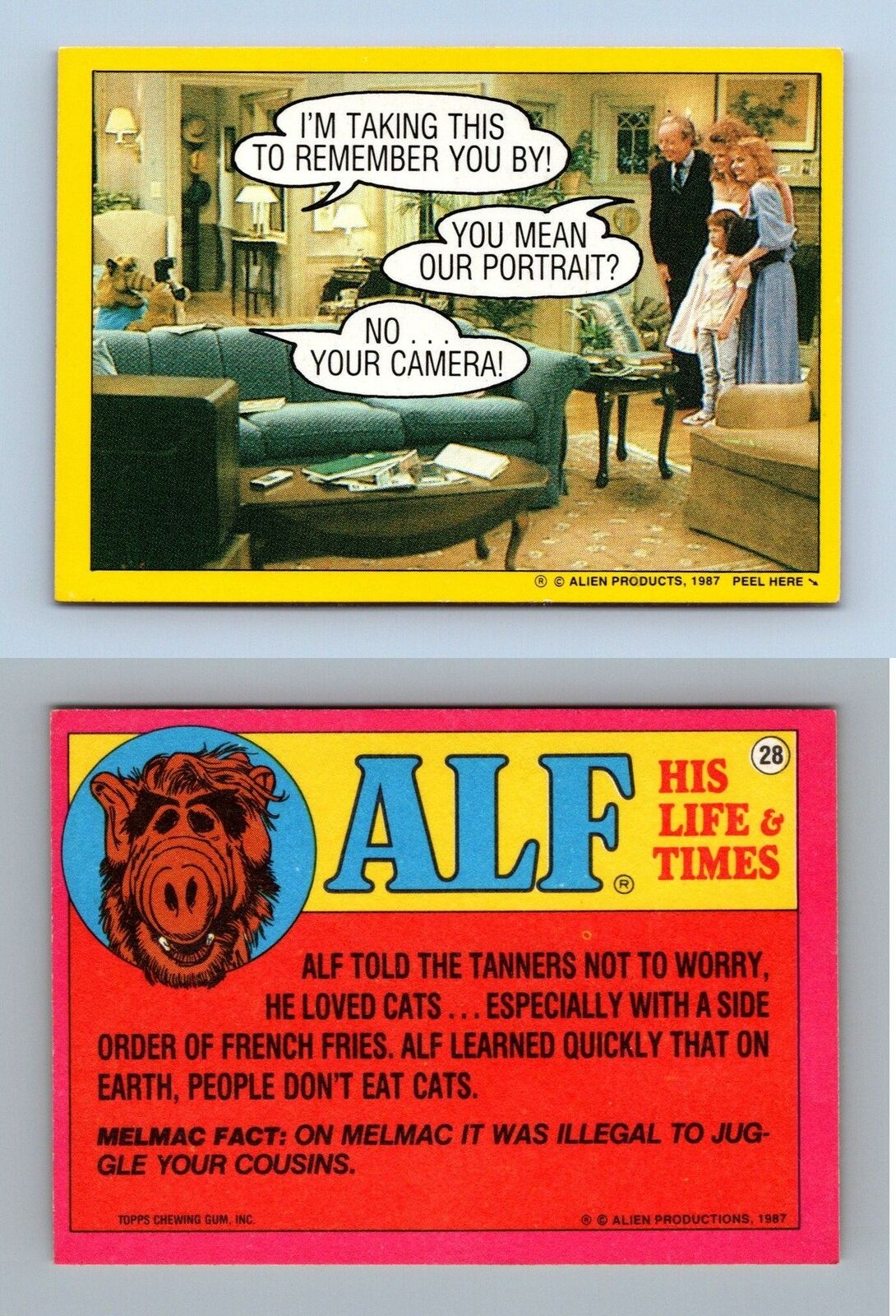 To Remember You By #28 Alf 1987 Topps Small Trading Card / Sticker