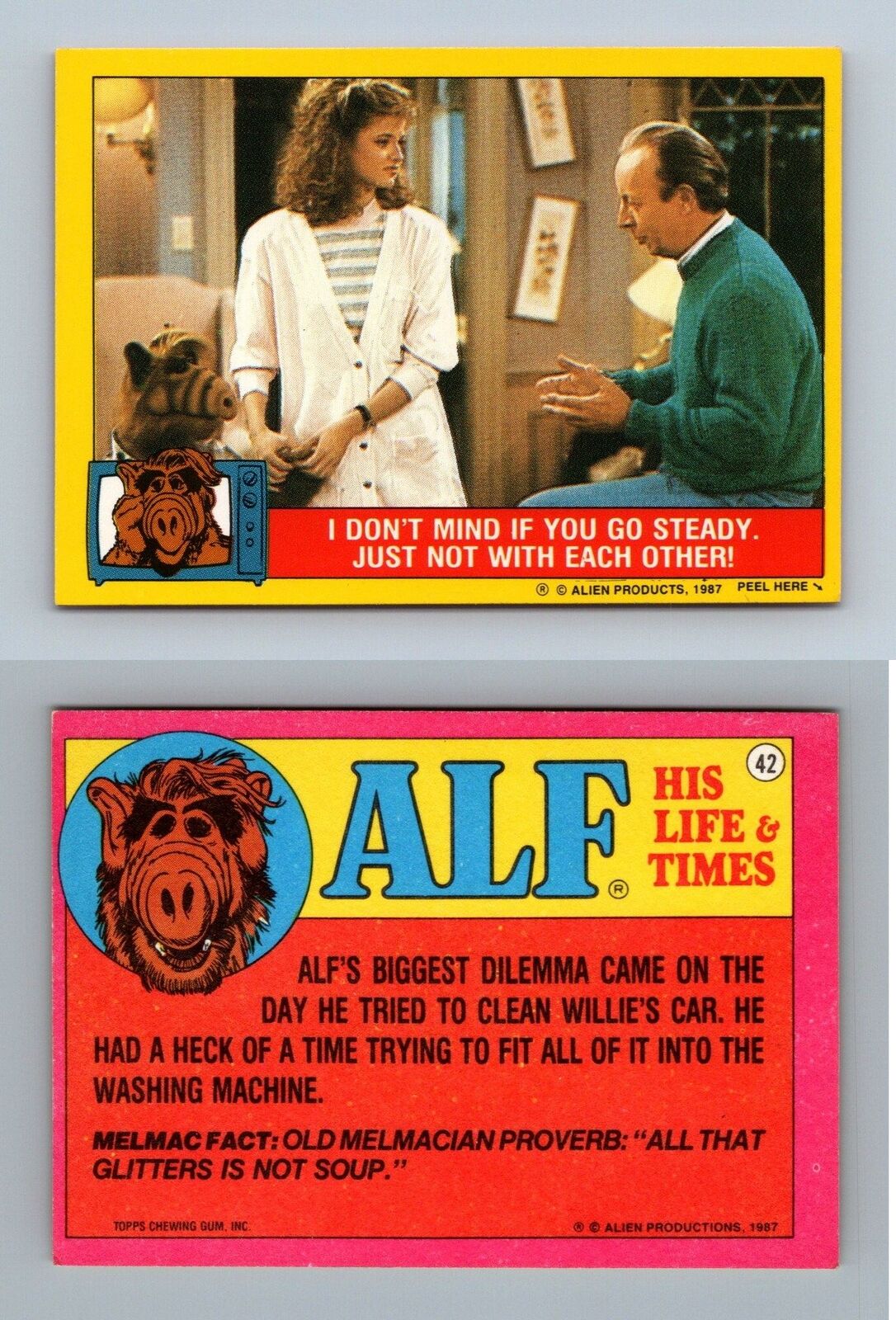 Not With Each Other #42 Alf 1987 Topps Small Trading Card / Sticker