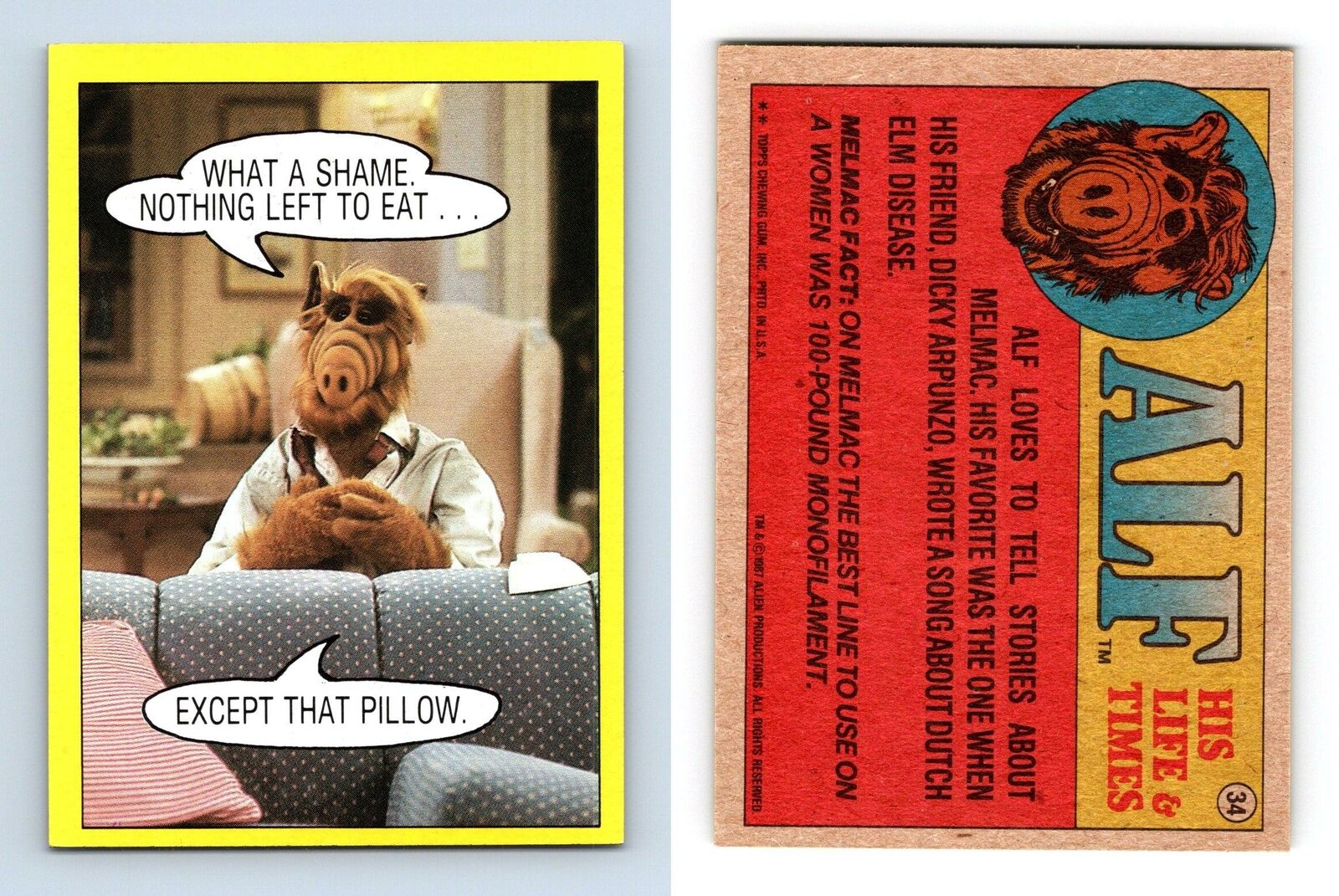 Nothing Left To Eat #34 Alf 1987 Topps Large Trading Card