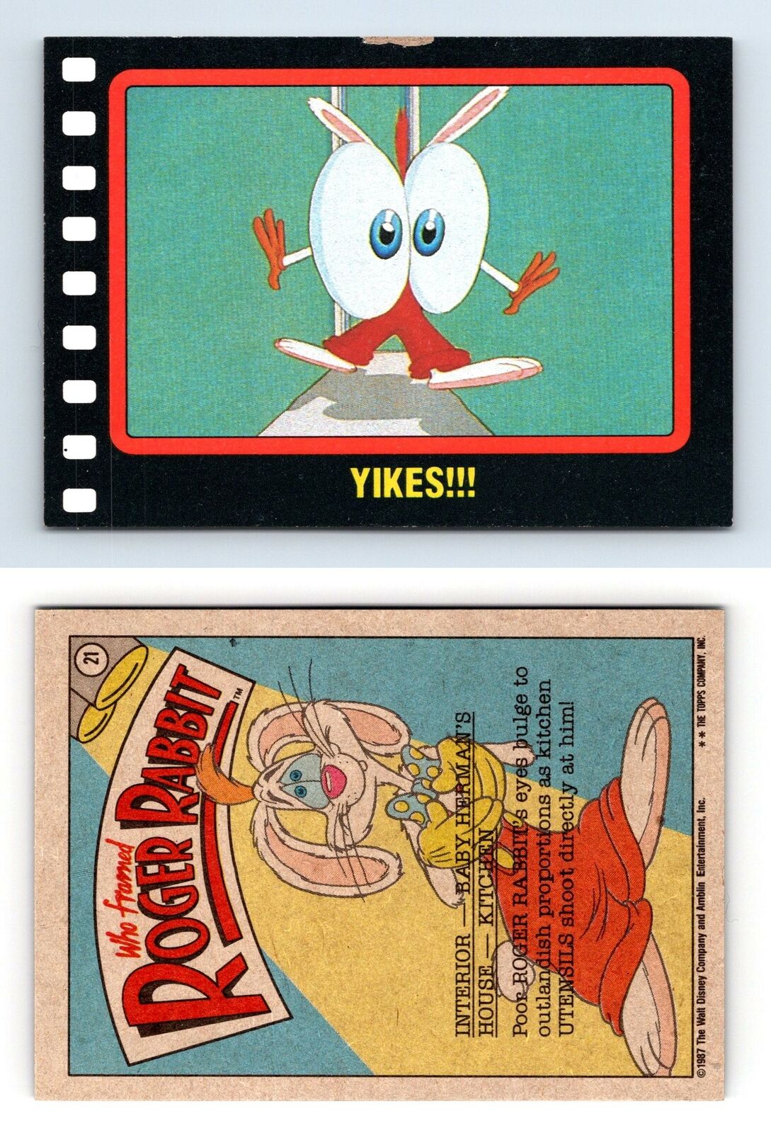 Yikes #21 Who Framed Roger Rabbit 1987 Topps Trading Card