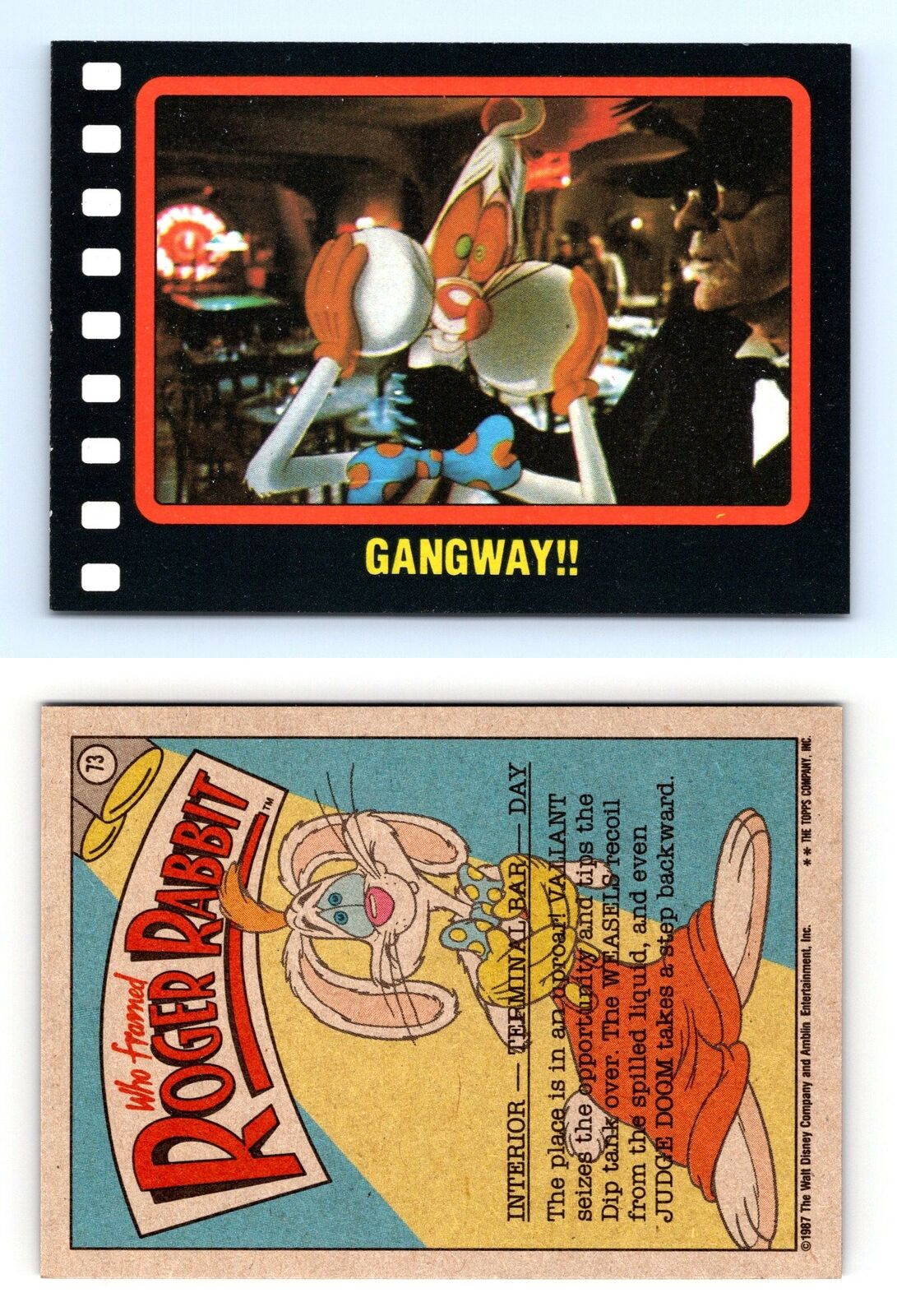 Gangway! #73 Who Framed Roger Rabbit 1987 Topps Trading Card