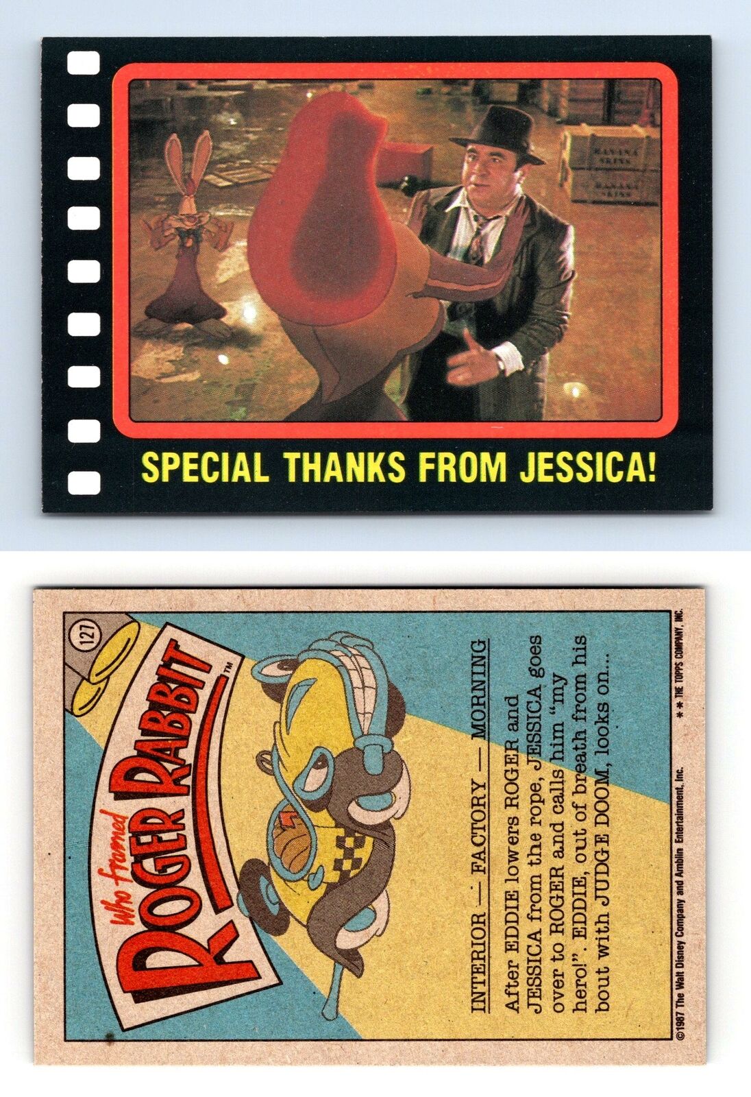 Special Thanks From Jessica #127 Who Framed Roger Rabbit 1987 Topps Trading Card