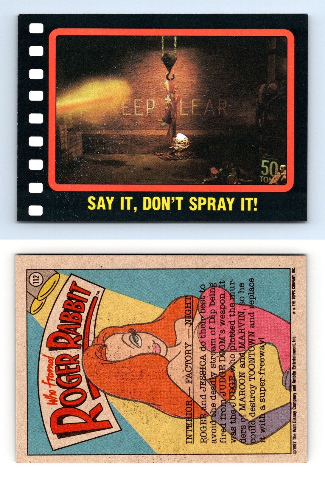 Say It Don't Spray It #112 Who Framed Roger Rabbit 1987 Topps Trading Card