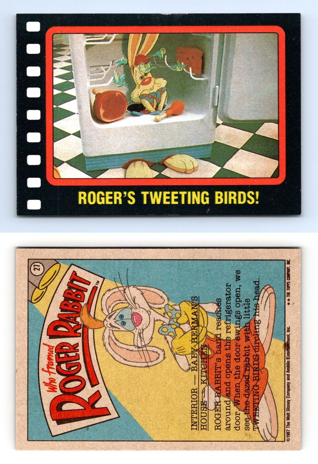 Roger's Tweeting Birds #27 Who Framed Roger Rabbit 1987 Topps Trading Card