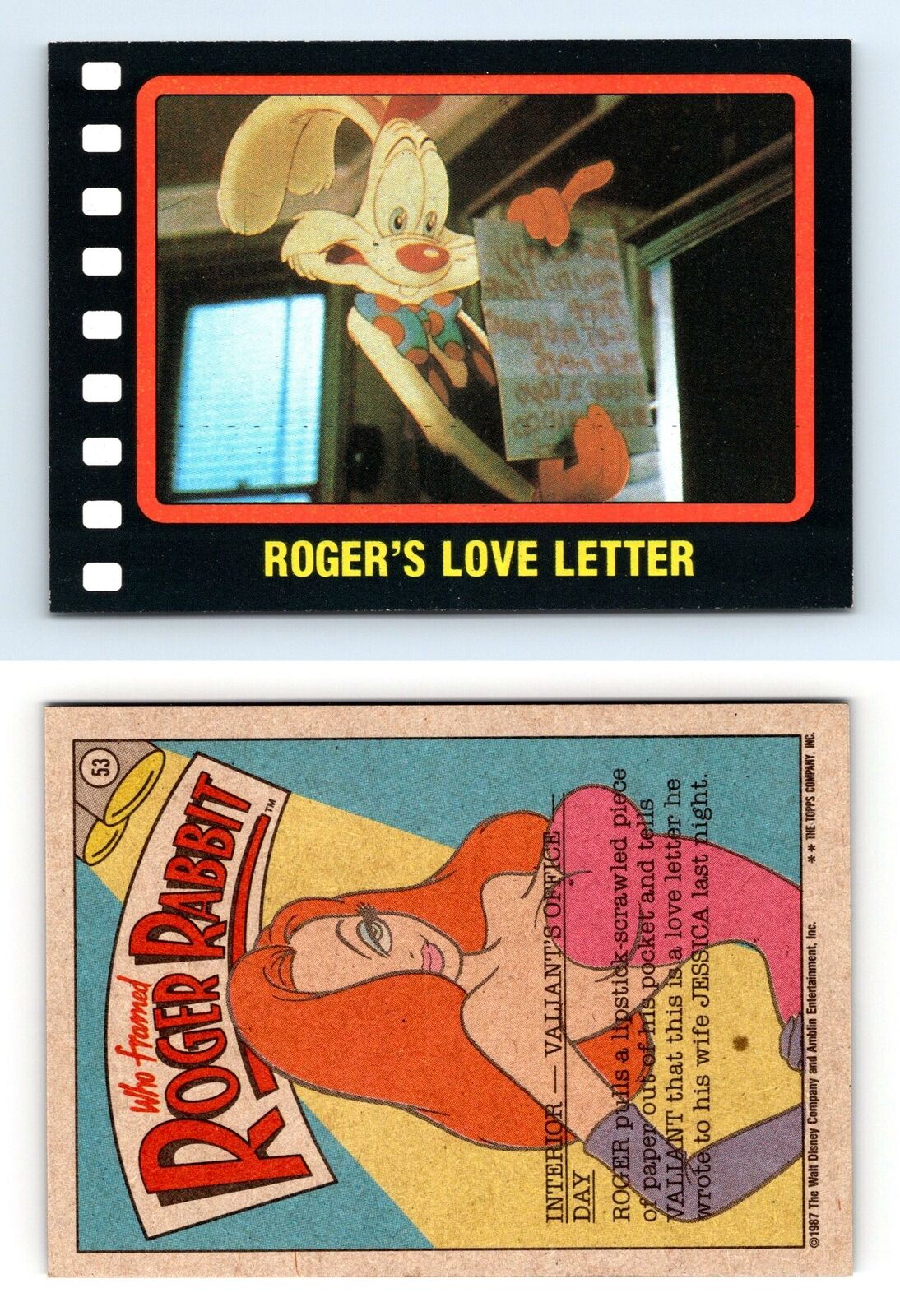 Roger's Love Letter #53 Who Framed Roger Rabbit 1987 Topps Trading Card
