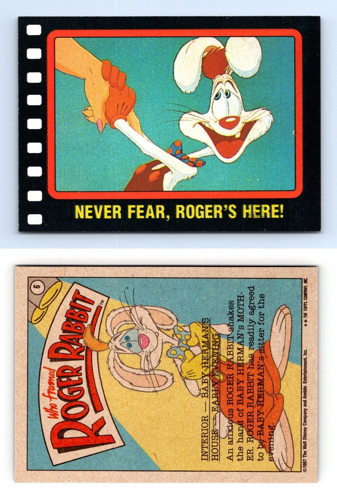 Never Fear, Roger's Here #6 Who Framed Roger Rabbit 1987 Topps Trading Card