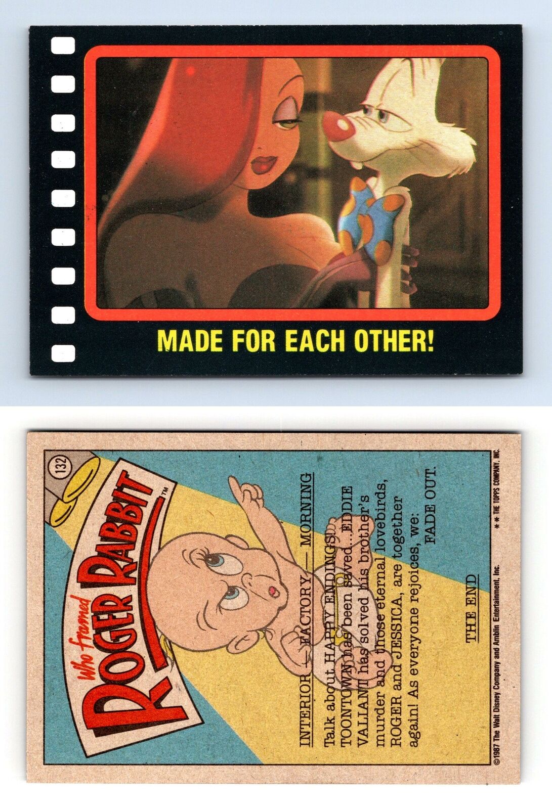 Made For Each Other #132 Who Framed Roger Rabbit 1987 Topps Trading Card