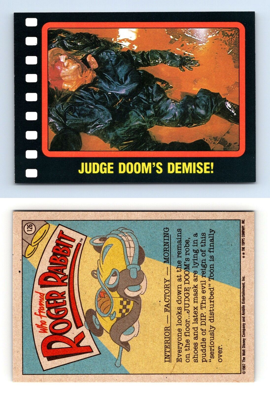 Judge Doom's Demise #126 Who Framed Roger Rabbit 1987 Topps Trading Card