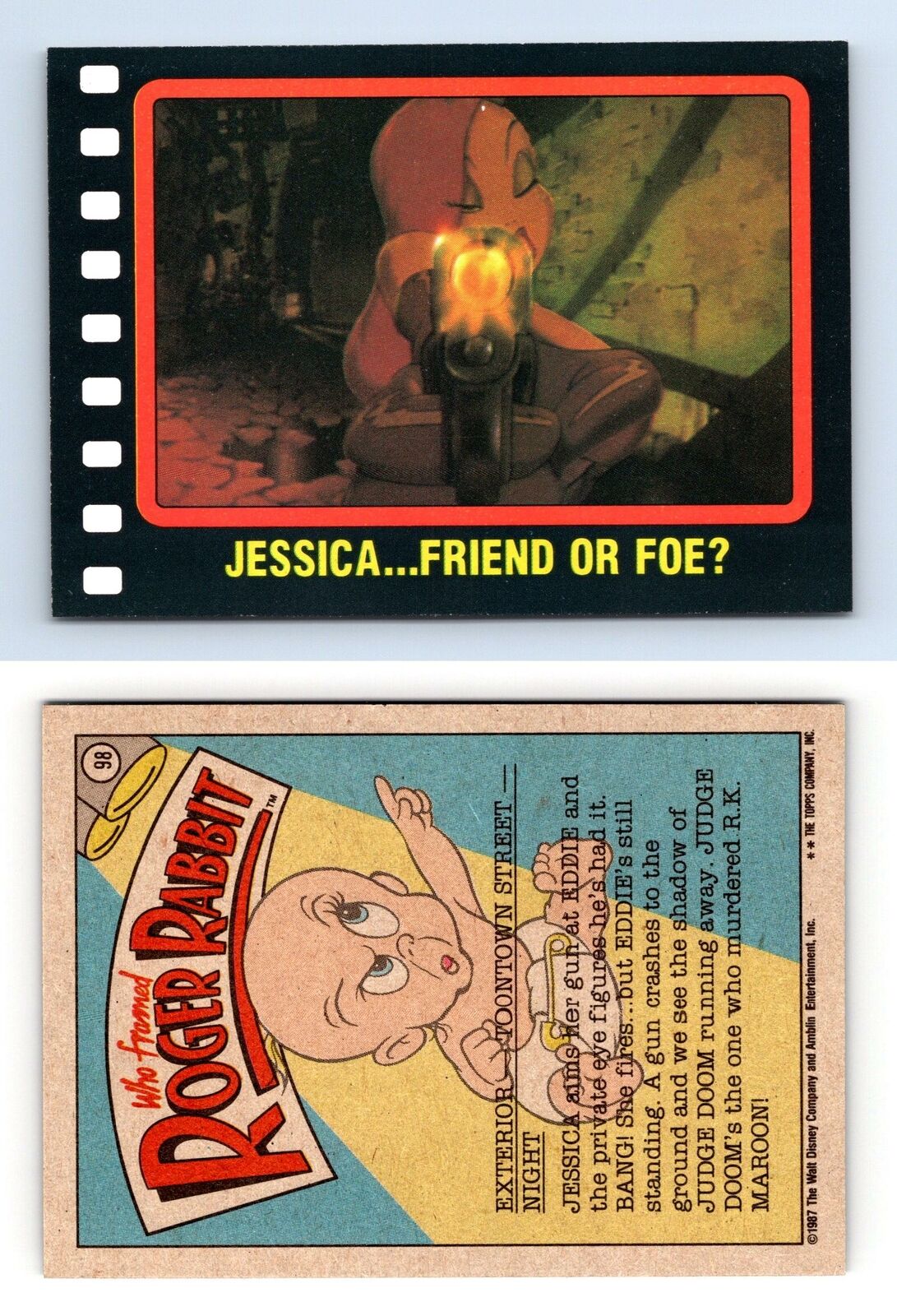 Jessica...Friend Or Foe #98 Who Framed Roger Rabbit 1987 Topps Trading Card
