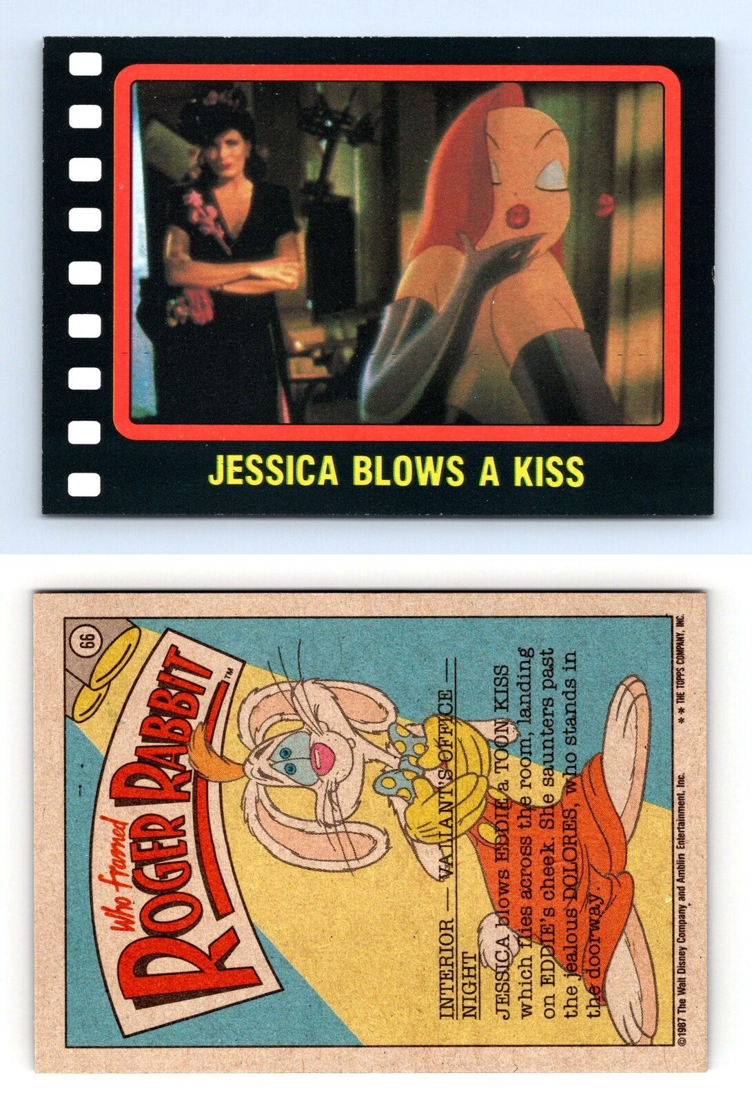 Jessica Blows A Kiss #66 Who Framed Roger Rabbit 1987 Topps Trading Card