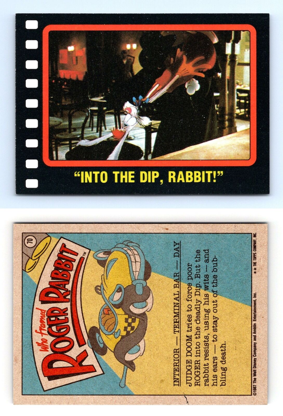 Into The Dip, Rabbit! #70 Who Framed Roger Rabbit 1987 Topps Trading Card