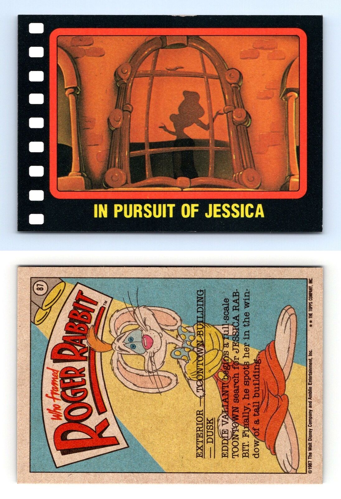 In Pursuit Of Jessica #87 Who Framed Roger Rabbit 1987 Topps Trading Card