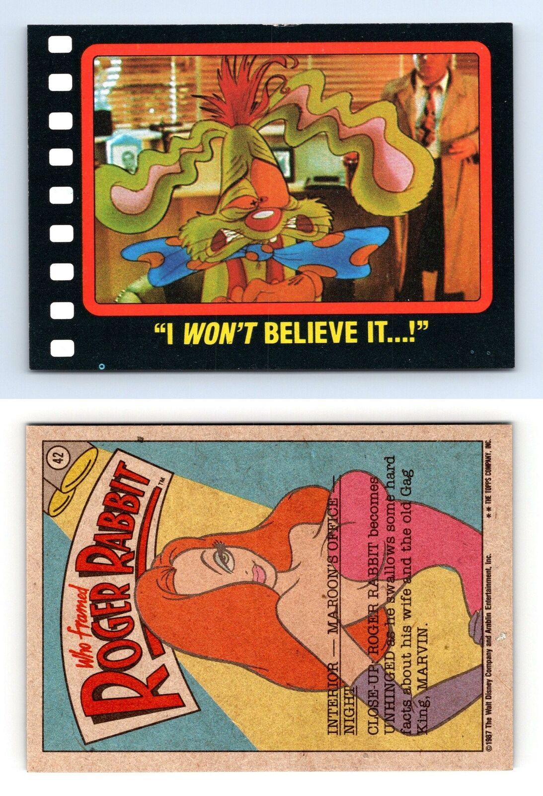 I Won't Believe It..! #42 Who Framed Roger Rabbit 1987 Topps Trading Card