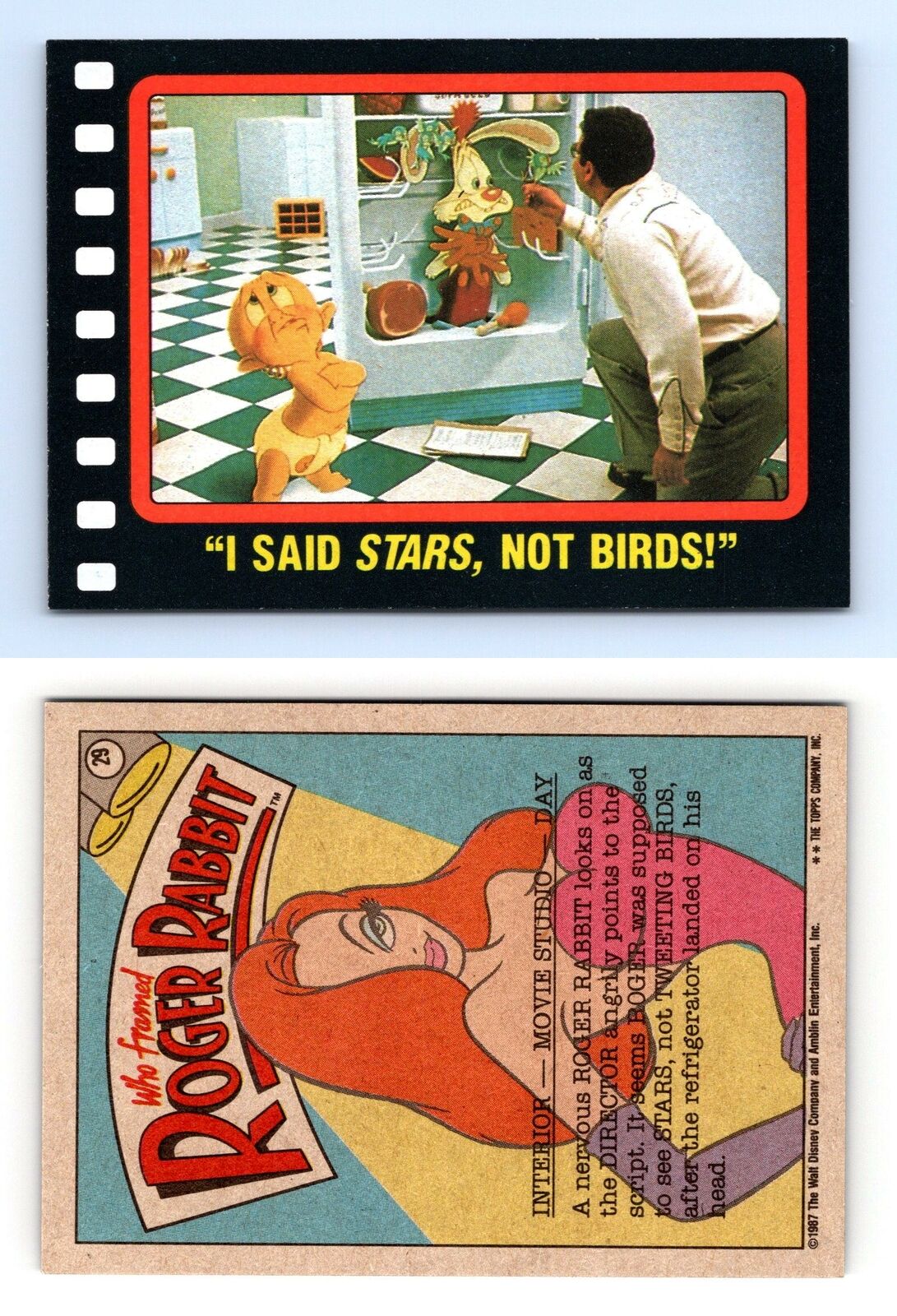 I Said Stars, Not Birds #29 Who Framed Roger Rabbit 1987 Topps Trading Card