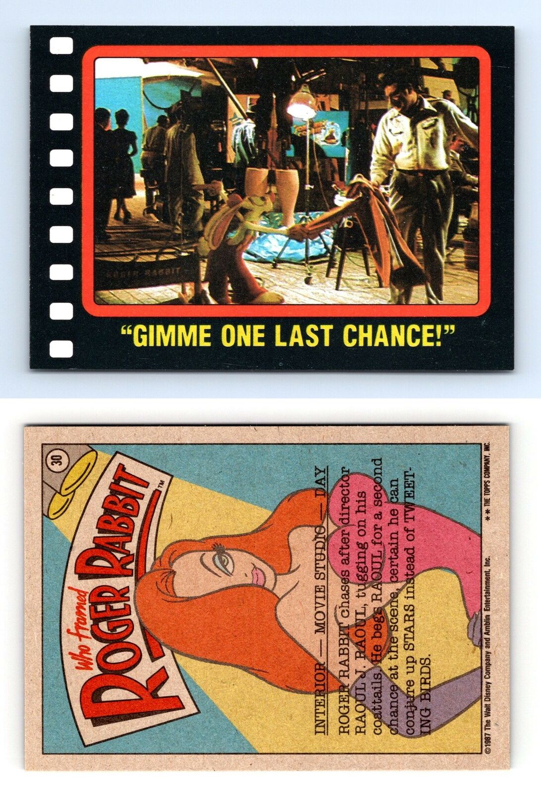 Gimme One Last Chance #30 Who Framed Roger Rabbit 1987 Topps Trading Card