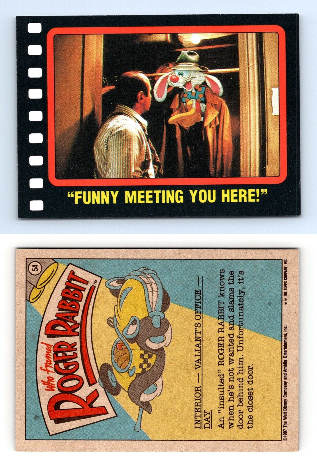 Funny Meeting You Here #54 Who Framed Roger Rabbit 1987 Topps Trading Card